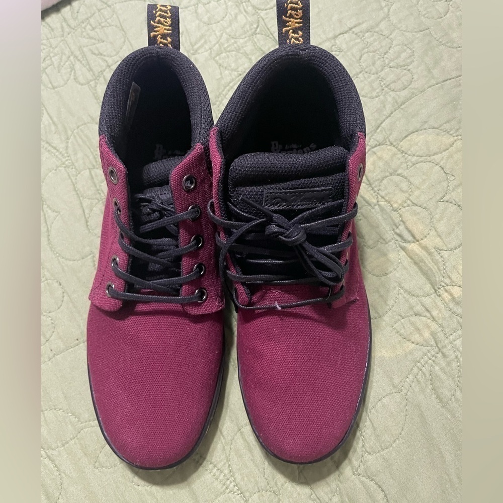 NWOB Dr Martens Womens Belmont Boot Oxblood Canvas Ankle Chukka Maroon  Size 7